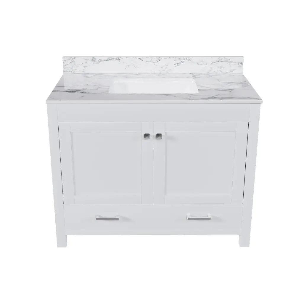 Premium Water-Resistant 43" Bathroom Vanity Multiple Functional Cabinet - White