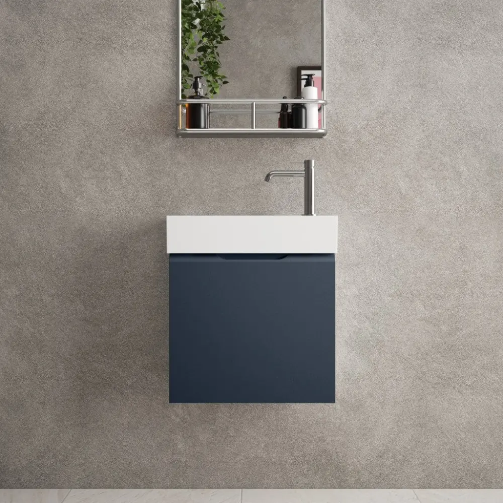 Tasca Single Door Vanity Unit Beyondstone Basin - Matt Indigo 450mm