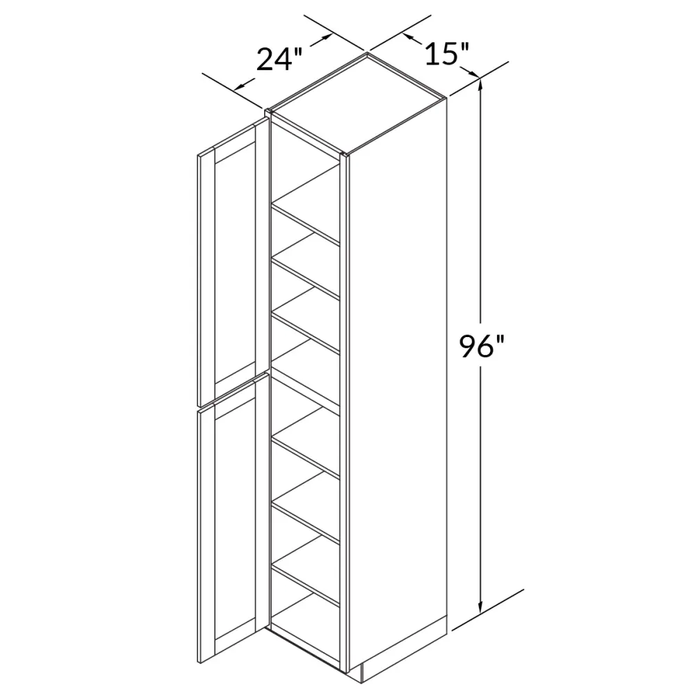 Utility Kitchen Cabinet U1596 Danbury Navy LessCare 15 . width 96 . height 24 . depth