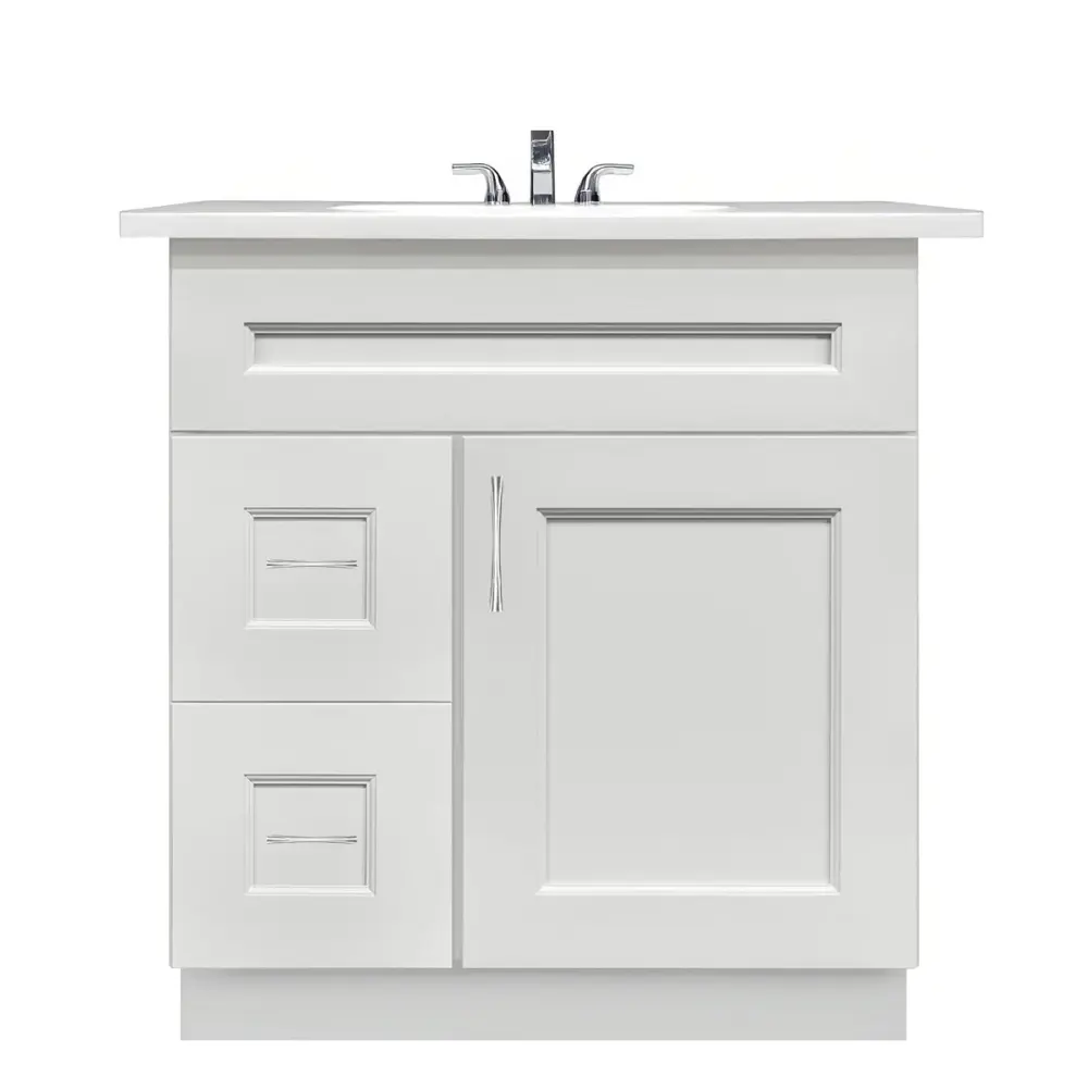 Vanity Sink Base Cabinet Left Drawers 30 W x 21 D x 34 H - Milan Pearl
