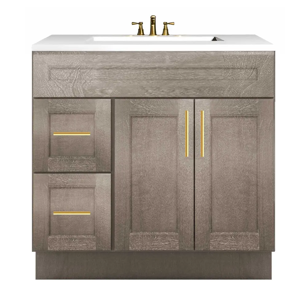 Vanity Sink Base Cabinet Left Drawers 36 W x 21 D x 34 H - Milan Slate