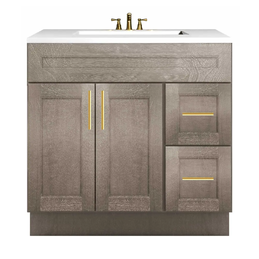 Vanity Sink Base Cabinet Right Drawers 36 W x 21 D x 34 H - Milan Slate