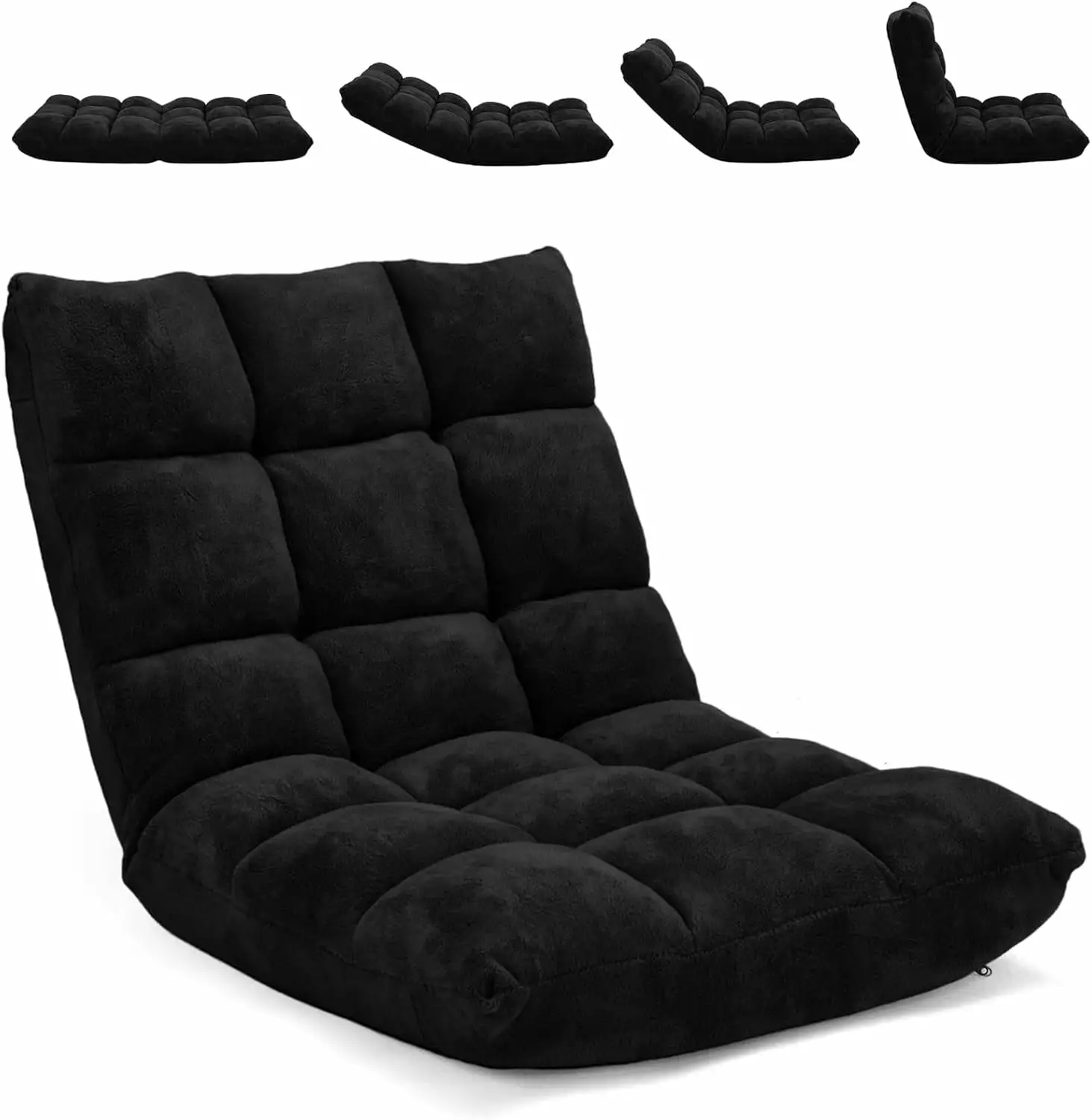 Moccha 14-Position Memory Foam Floor Chair Back Support Adults - Black XZS
