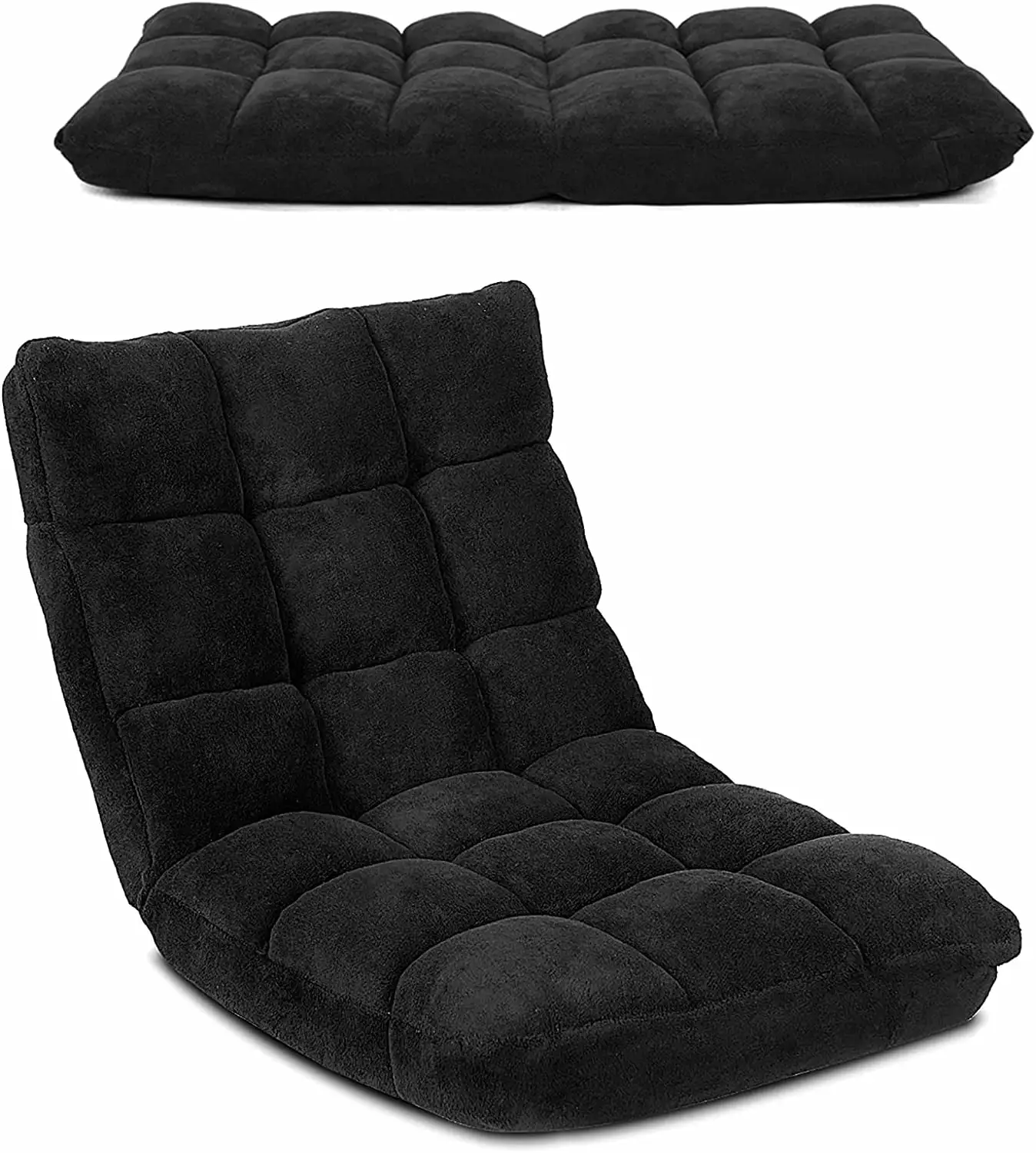 14-Position Memory Foam Floor Chair Back Support Reading Gaming and Relaxation - Black ZJ