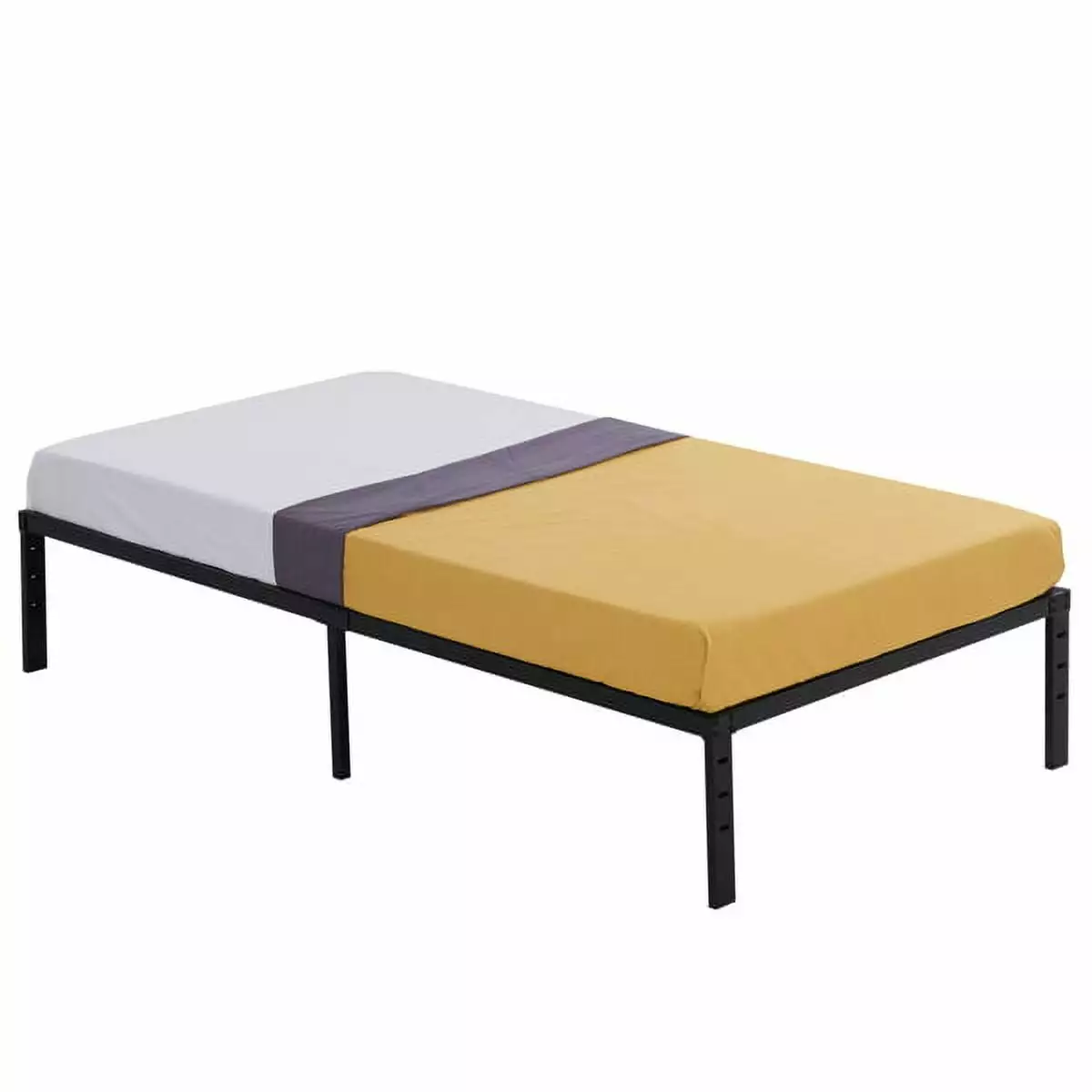 208x101.5x35.5cm Bed Frame 14 Inch Height Simple Basic Iron Bed Black Sturdy Metal Bed Frame YTTX
