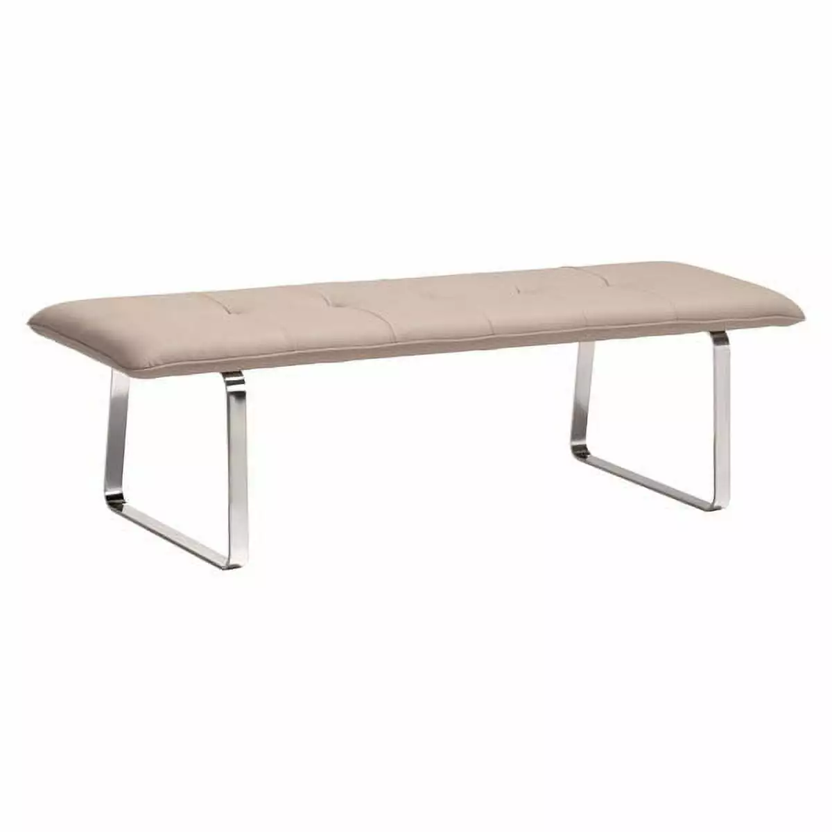 Bench Taupe Leatherette Stainless Steel Modern Living Room Seating Benches HomeRoots