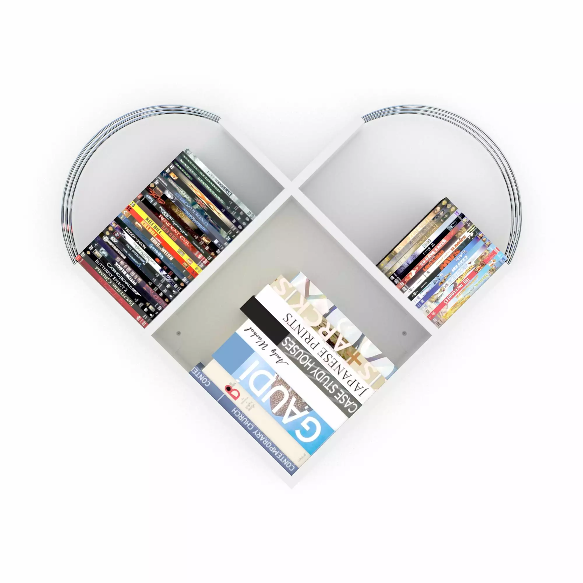DLPIN Heart Design Metal Bookcase Modern Style Office Living Room White
