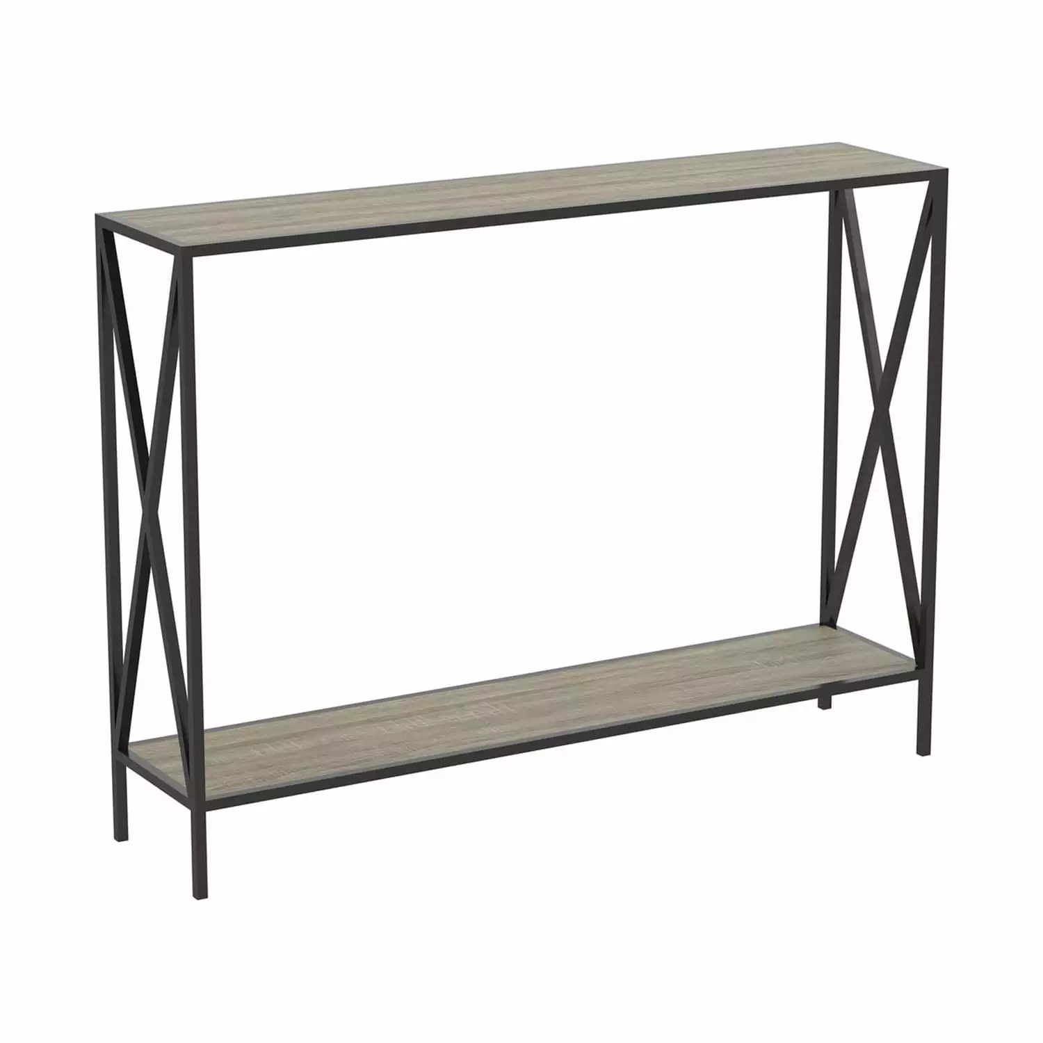 Safdie & Co. 39.5 Inch Black Metal Console Table Dark Taupe Living Room Console