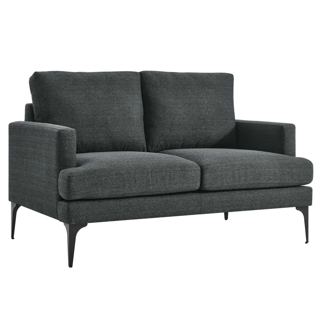 Modway Evermore Metal and Upholstered Fabric Loveseat Gray