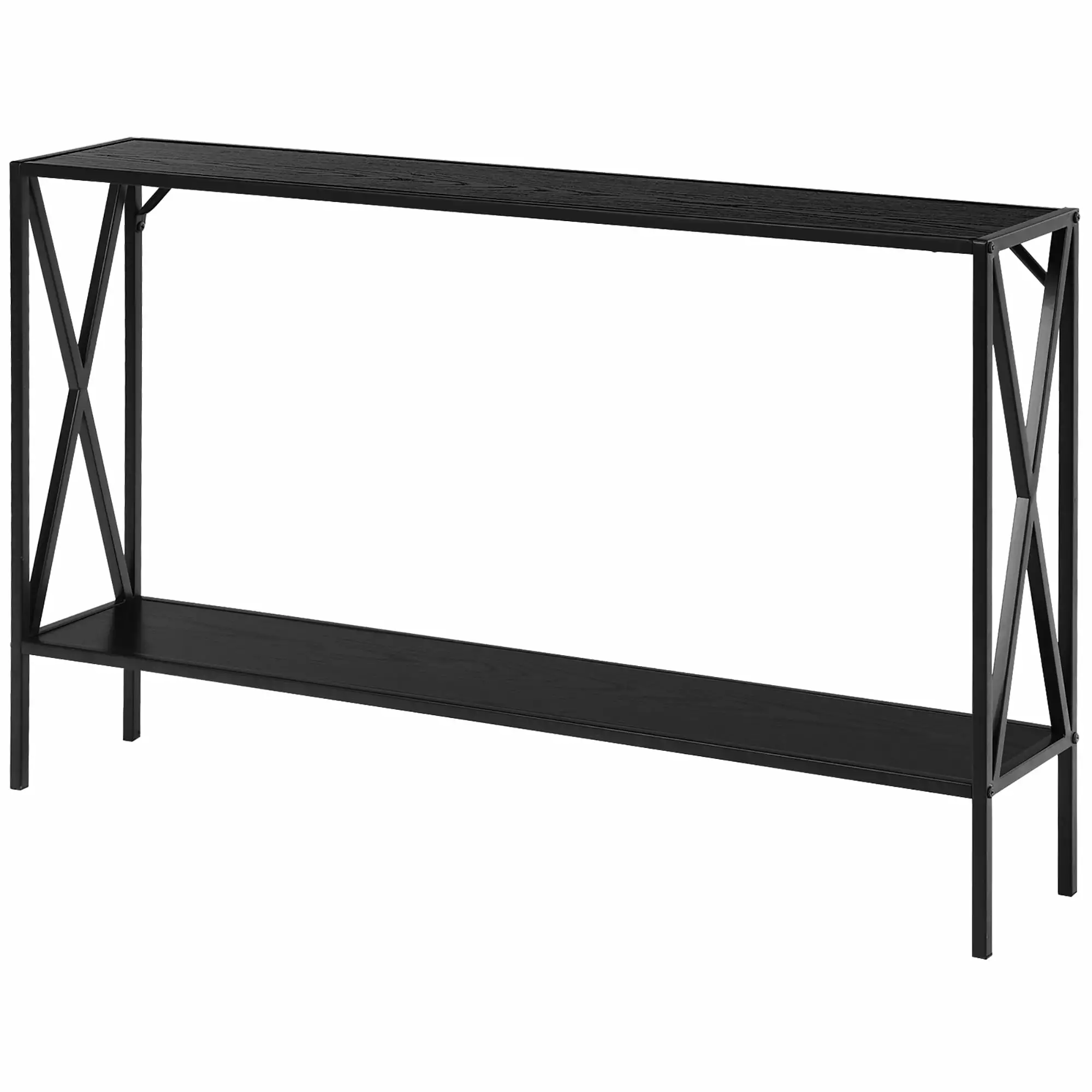 Costway 2 Tier Narrow Console Table Black Metal Frame Accent Side Entryway Table Console
