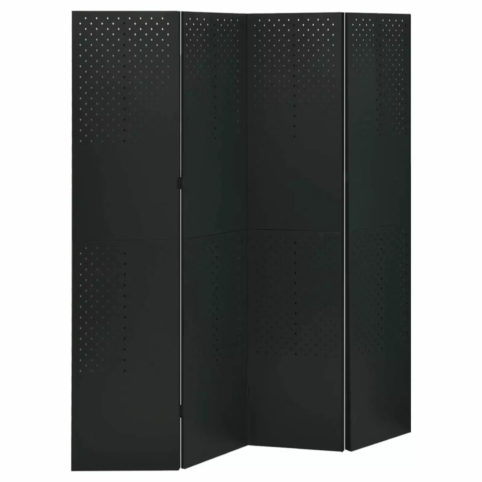 Irfora 4-Panel Room Divider Black 63x70.9 Steel - Industrial Privacy Screen Home Office