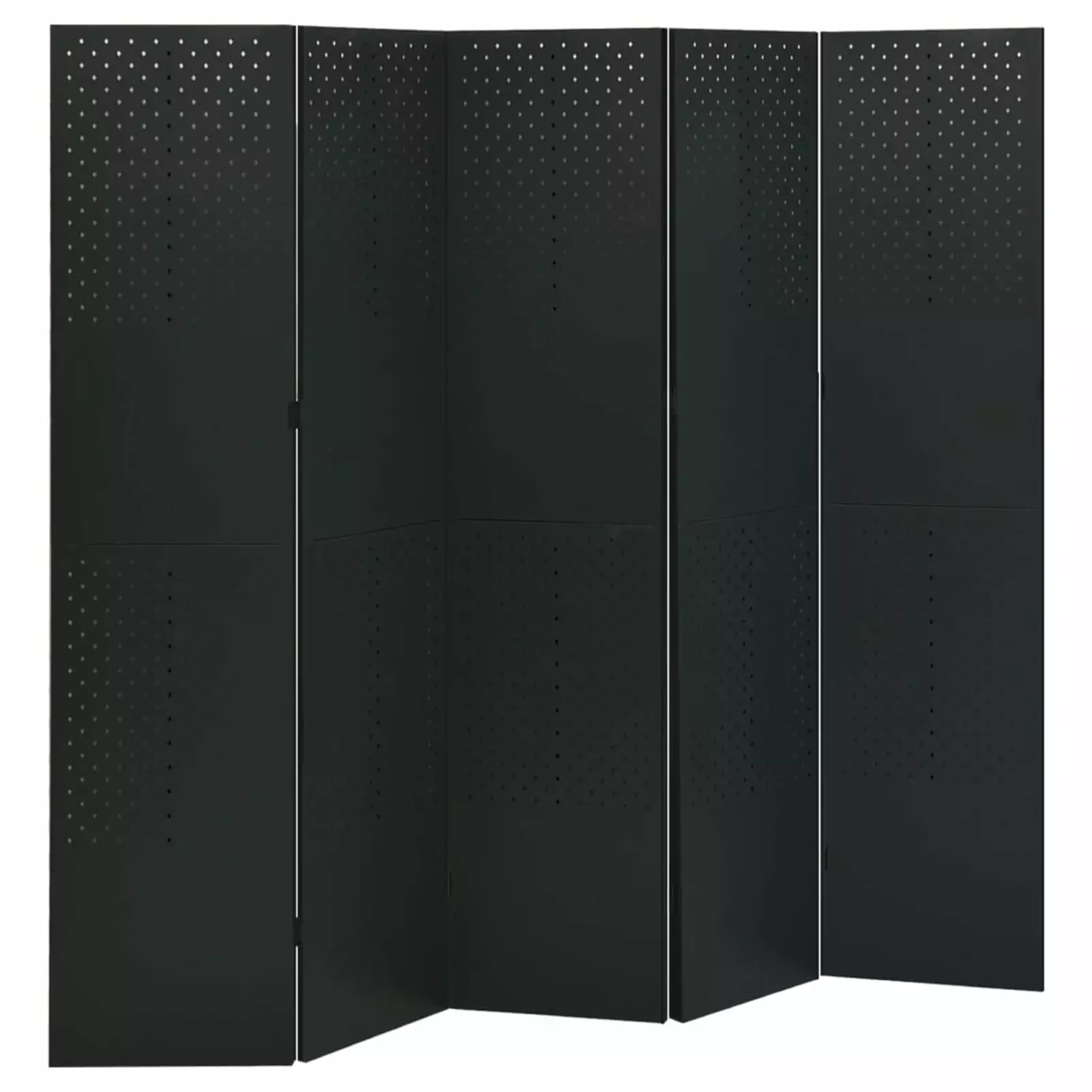 Carevas 5-Panel Room Divider Black 78.7x70.9 Steel Modern Freestanding Privacy Partition Screen