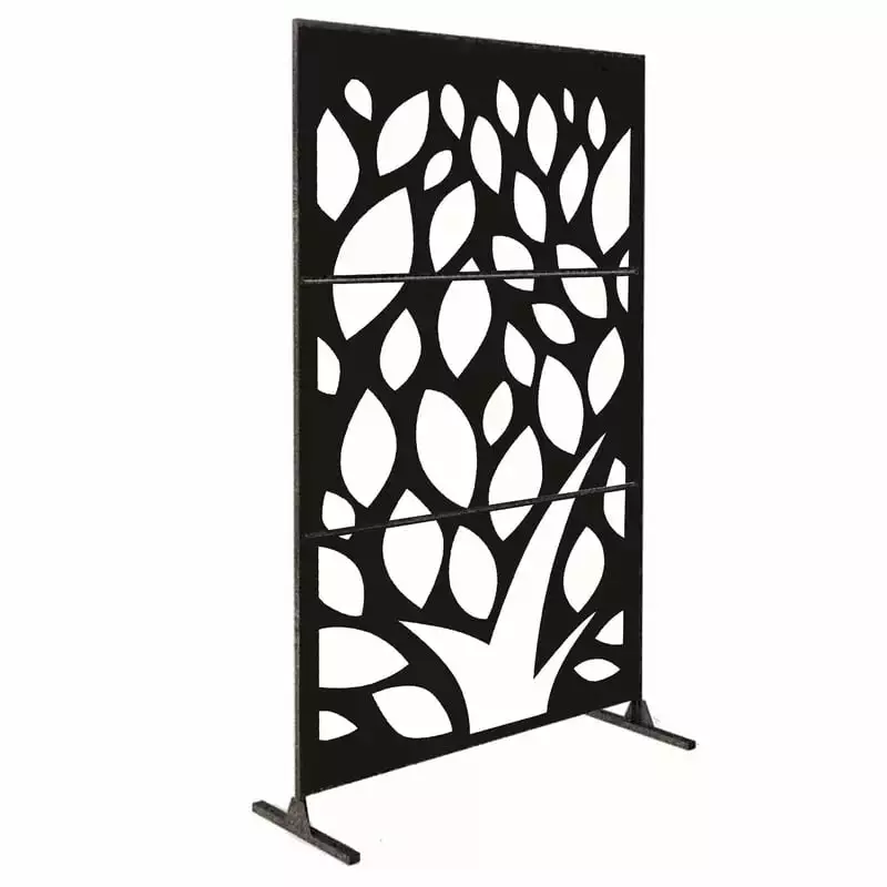 Metal Privacy Screen Laser Cut Decorative Steel Panel 48x75in Room Divider Mountain Snow Arts