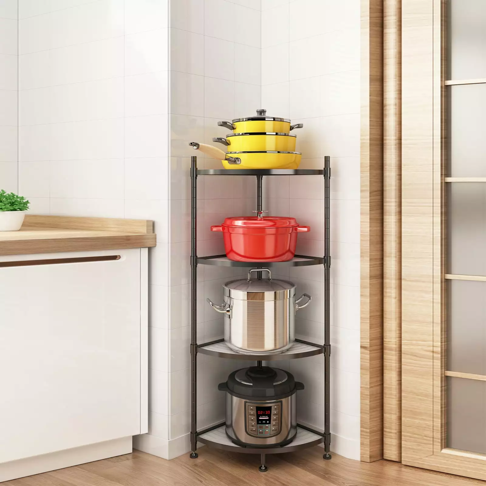 CoSoTower 4 Tier Corner Display Rack Multipurpose Metal Shelving Unit Bookcase Storage Rack Plant Stand Living Room Home O...