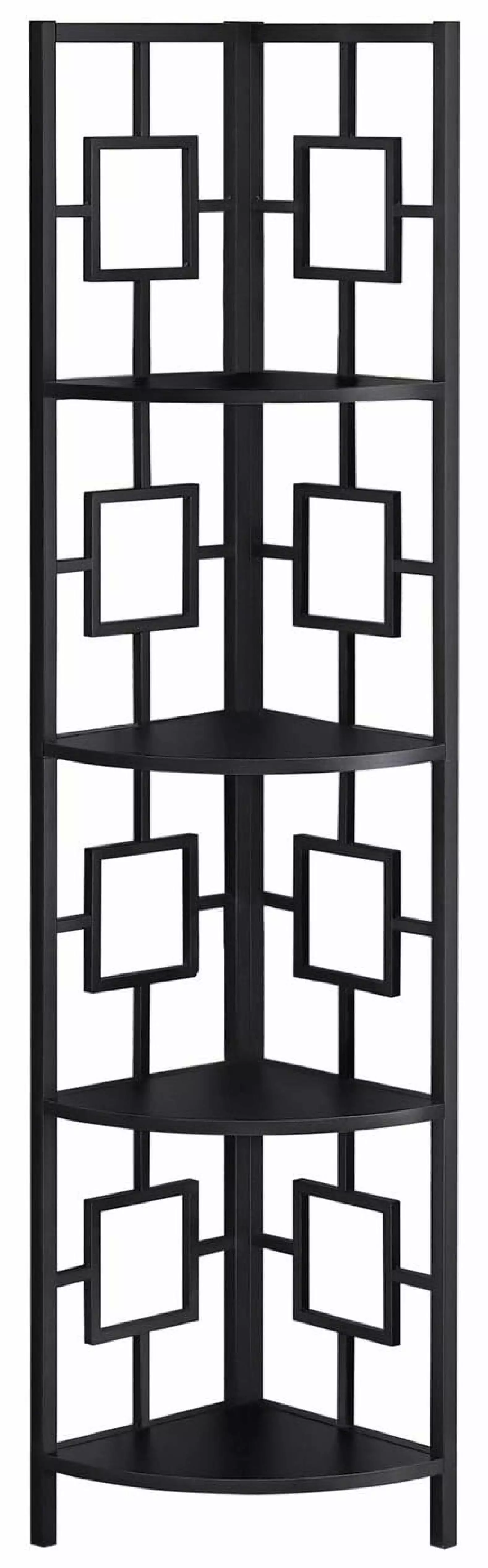 Lachk I 3610 Bookshelf 4 Tier Metal Laminate Black Modern Bookcase