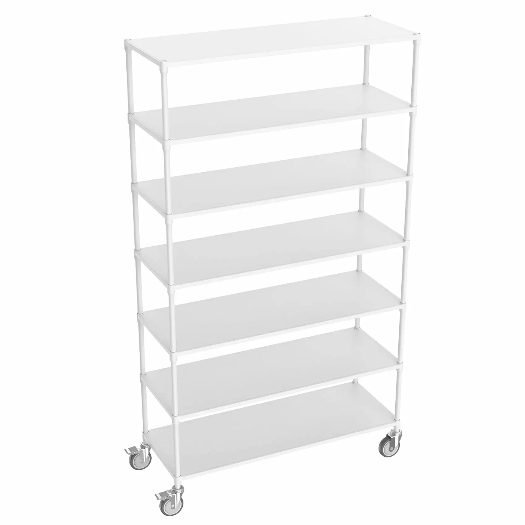 7 Tier Standing Shelf Units 2800 LBS NSF Heavy Duty Metal Garage Storage Shelves Wheels Black SMHZ