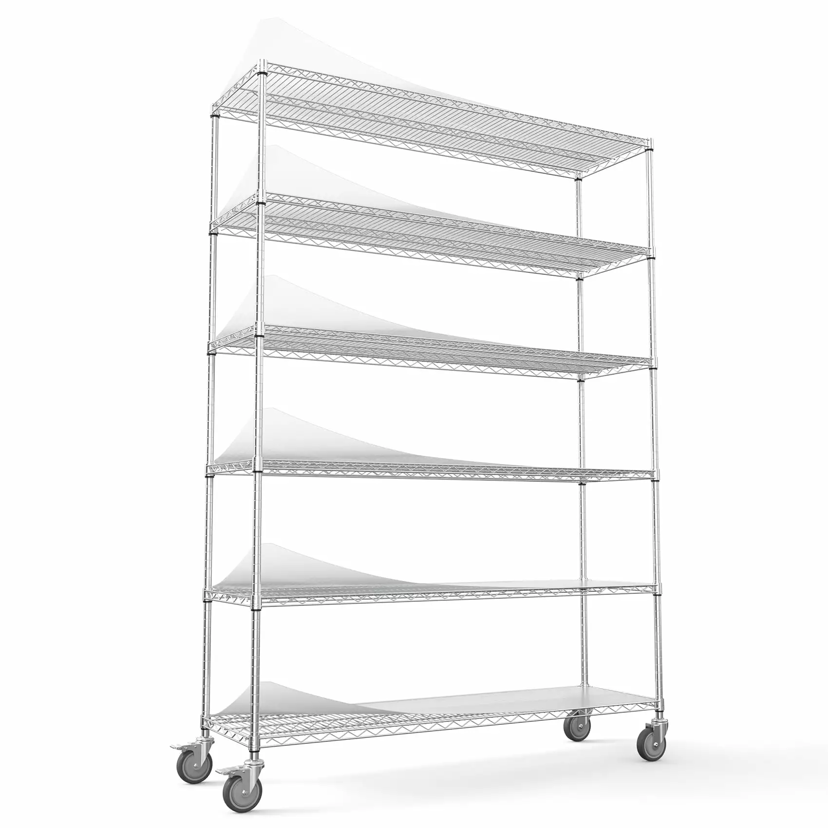 6 Tier Wire Shelving Unit 6000 LBS NSF Heavy Duty Metal Garage Storage Shelves Wheels Chrome SMHZ