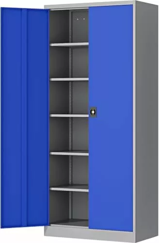 Blue and Gray 71 Inch Tall Steel Storage Cabinet Lockable Doors Adjustable Shelves MENGGE
