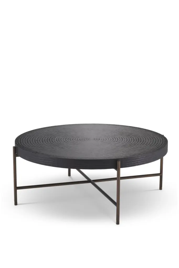 Round Gunmetal Coffee Table Eichholtz Nikos Contemporary Living Room