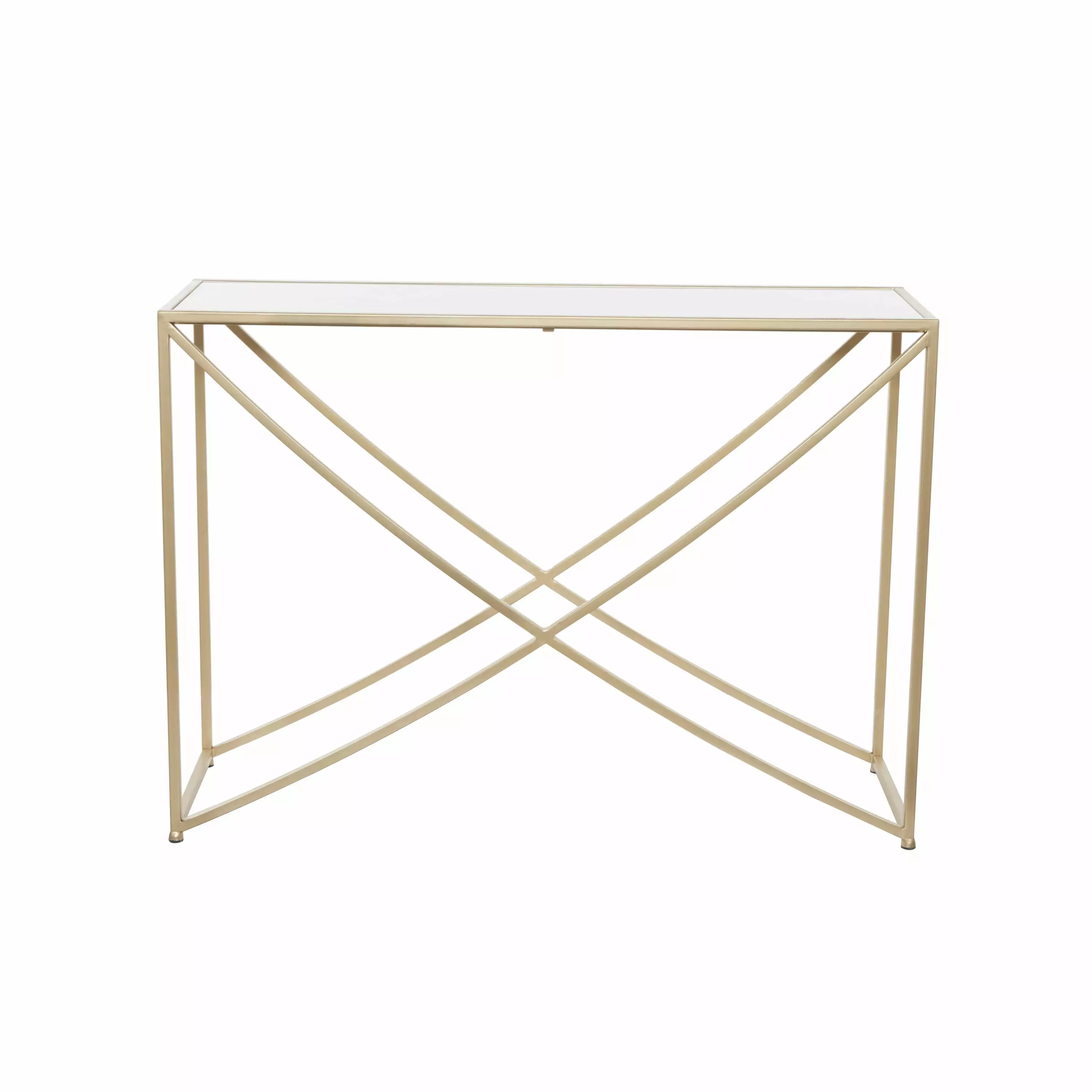 DecMode 42 x 30 Gold Metal Console Table Modern Living Room Console
