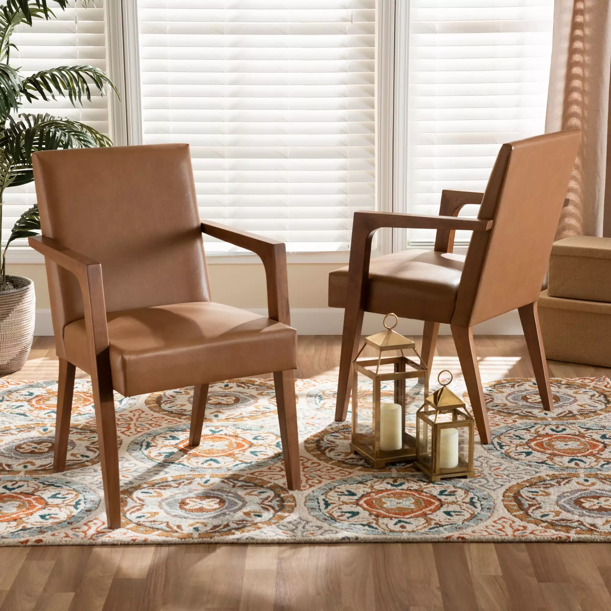 Baxton Studio Andrea Club Chair Walnut Brown - Mid Century Modern Design