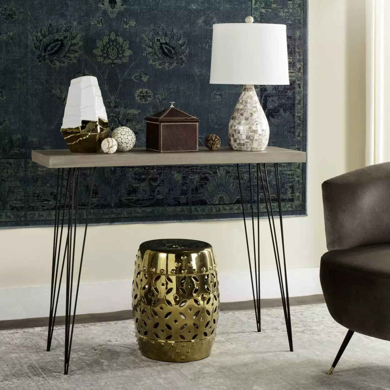 SAFAVIEH Lali Retro Mid-Century Wood Console Table Light Brown Console