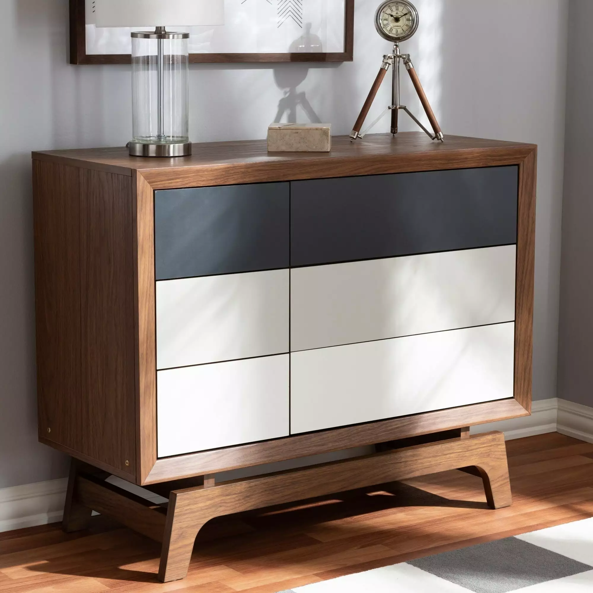 Baxton Studio Mid-Century 6-Drawer Chest - Retro Modern Bedroom Furniture