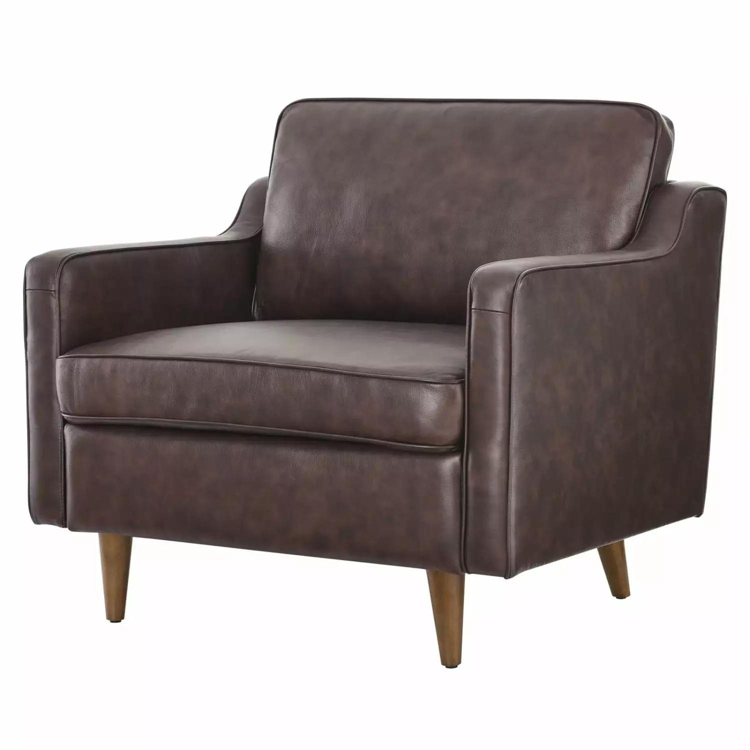 Armchair Accent Chair Brown Leather Mid Century Living Lounge Cafe Lobby Hospitality Restaurant Modern Contemporary HB33810