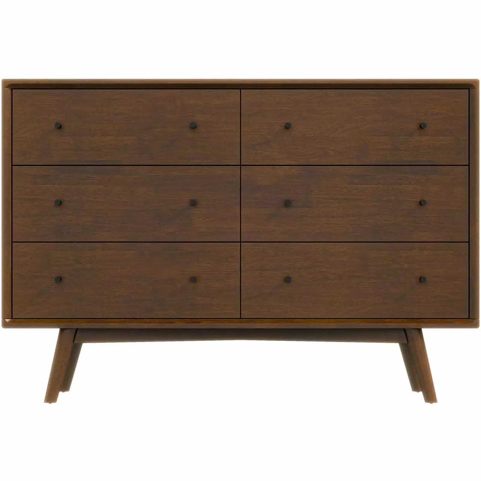 Pemberly Row Mid-Century Modern 6-Drawer Dresser Solid Wood Brown Finish