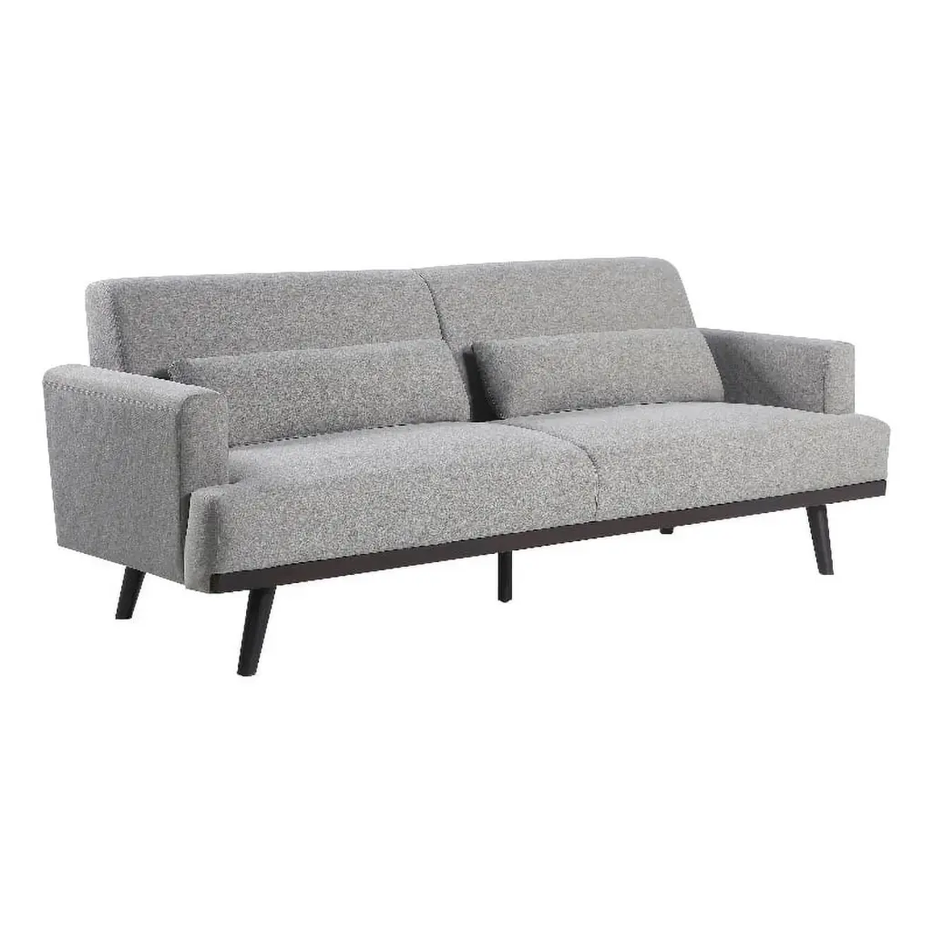 Pemberly Row Mid-Century Gray Fabric Upholstered Sofa Track Arms