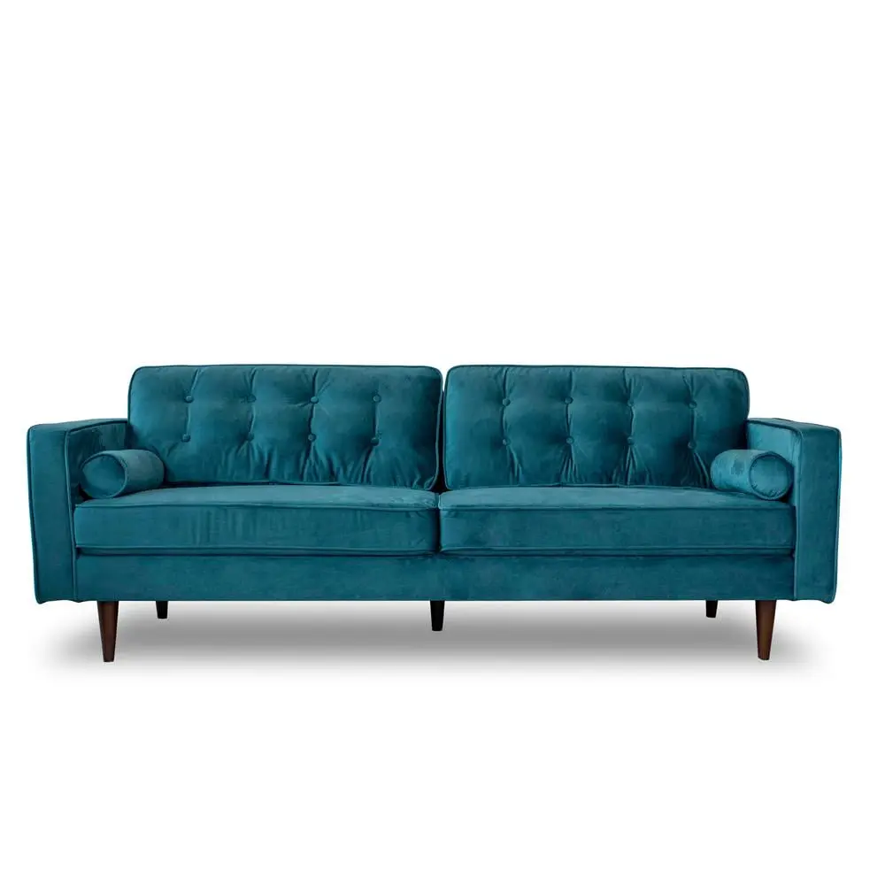 Madoc Mid Century Tufted Back Turquoise Velvet Sofa Modern Home Ashcroft