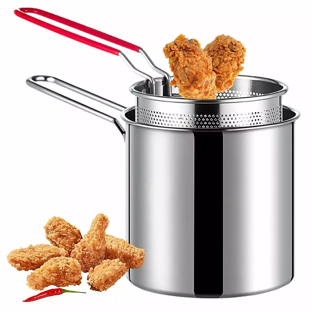 KKMOL 304 Stainless Steel Mini Small Fryer Strainer Kitchen Frying Cooking Tool