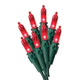 Christmas Light Set Mini Red 50-Count LED String Lights Holiday Decor Holiday Wonderland