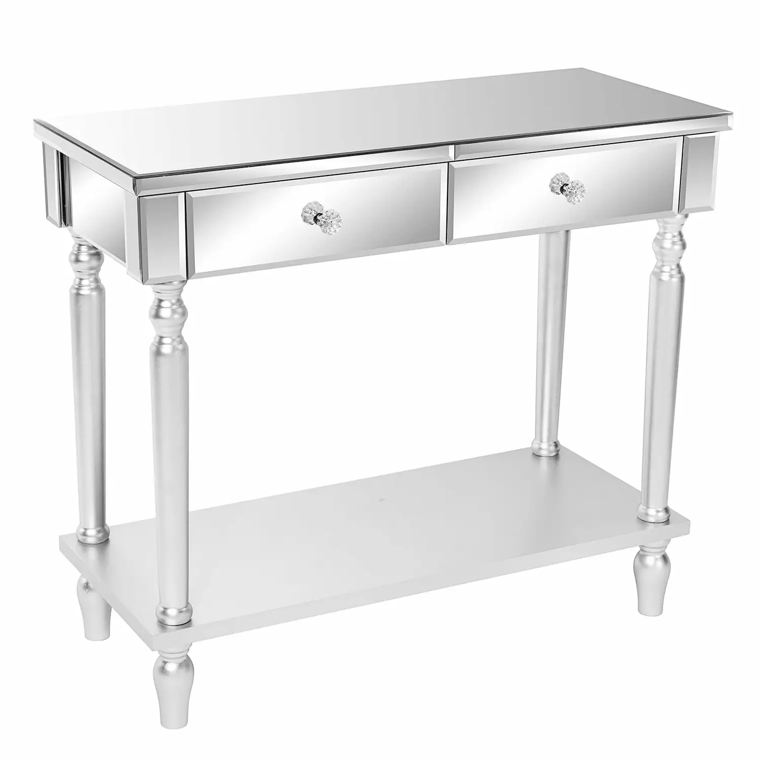 Zimtown Mirrored Sofa Table Shelf Vintage Console Side Table Living Room Bedroom Entryway Console