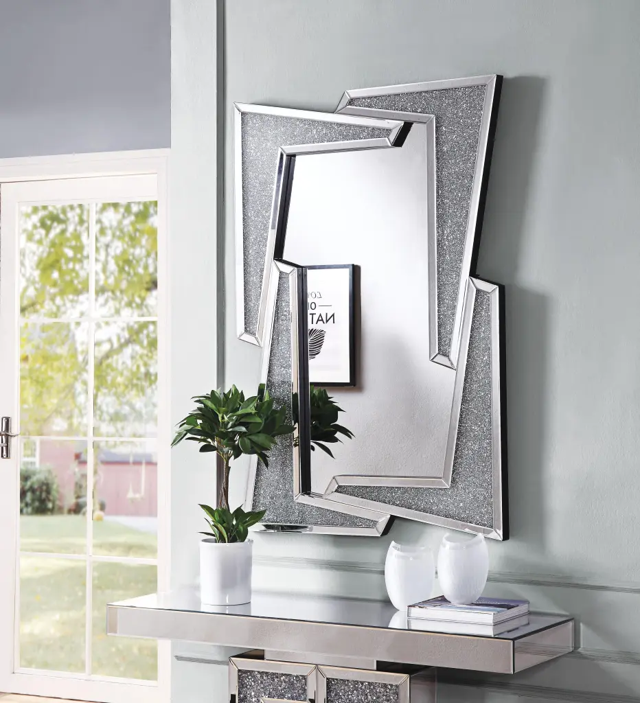 Noralie Mirrored Faux Diamonds Wall Decor Elegant Home Decoration