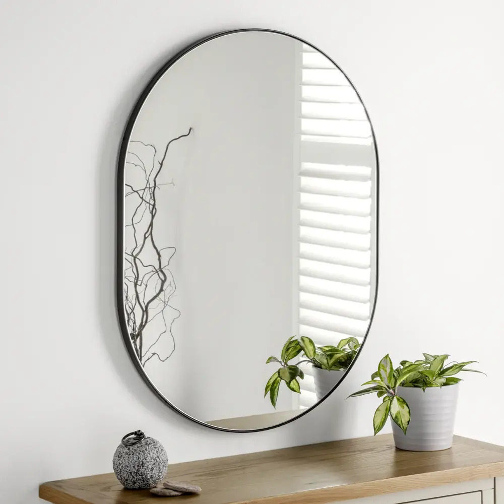 Mali Oval Wall Mirror - Charcoal