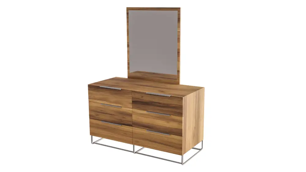 Nova Domus Lorenzo Italian Modern Buoyant Oak Mirror Shatterproof Glass