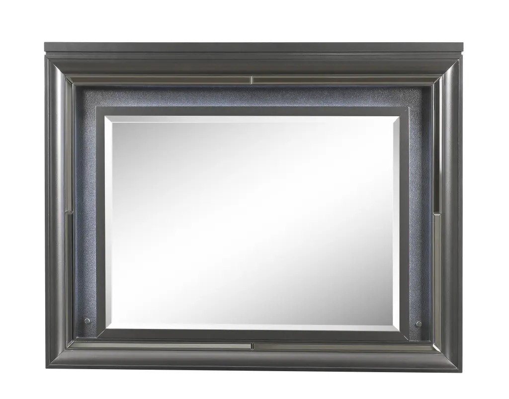 Sawyer Metallic Gray LED Mirror Modern Design