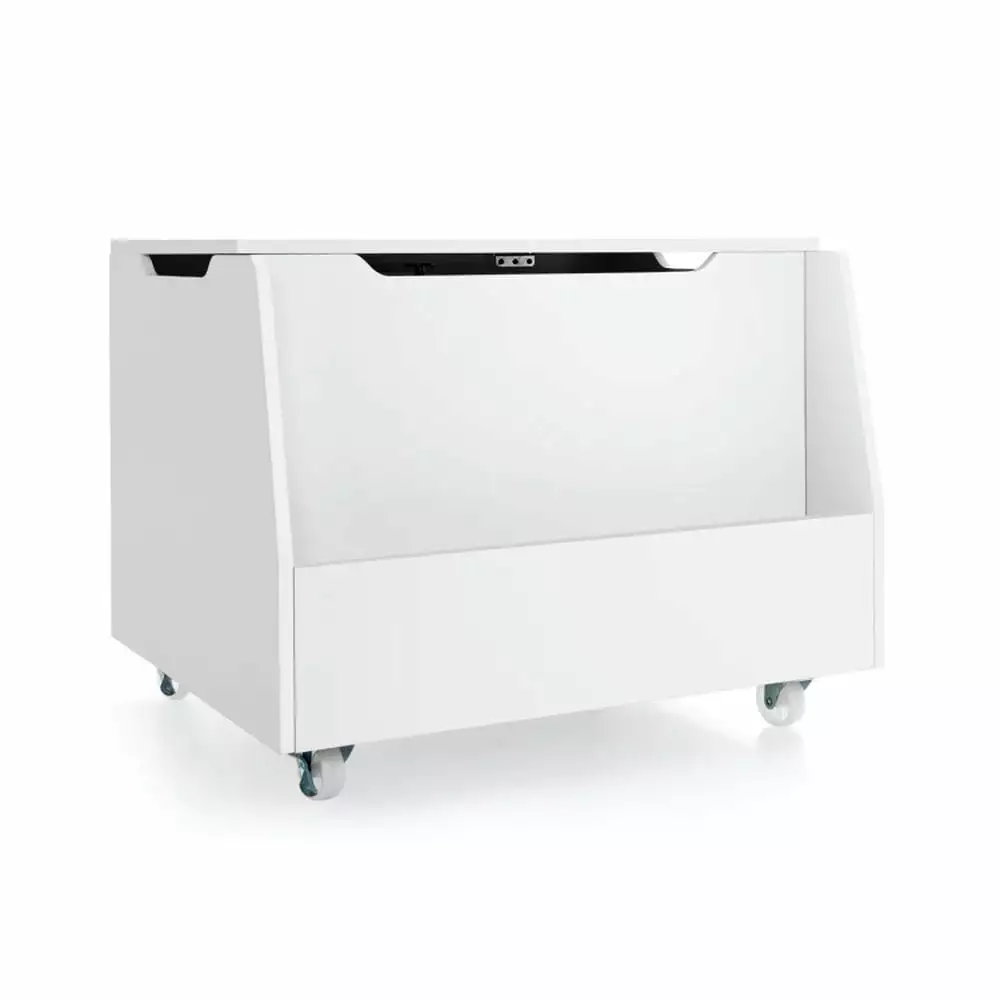 YYAo White Wooden Mobile Toy Storage Organizer Bookshelf and Lockable Wheels