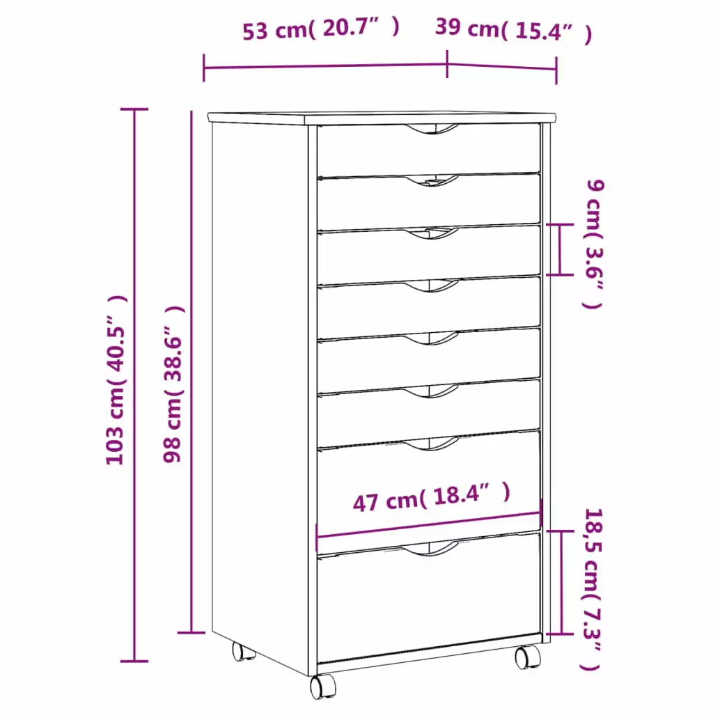 Andoer Wood Drawers Moss Wood 8 Drawers Pine Mobile Office Cabinet Rustic Storage