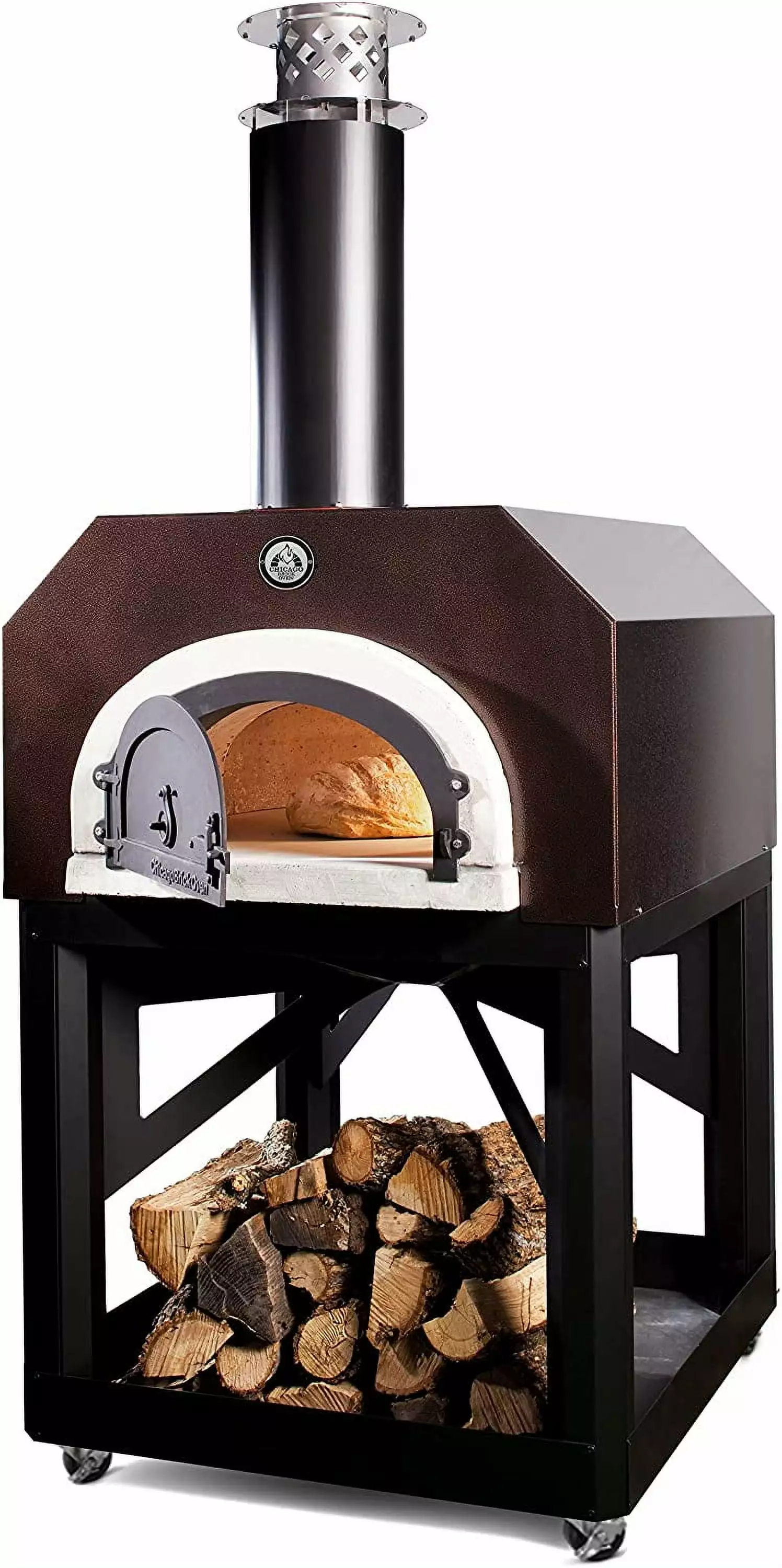 Chicago Brick Oven Wood-Burning Mobile Outdoor Pizza Oven CBO-750 Mobile Copper Vein Hood