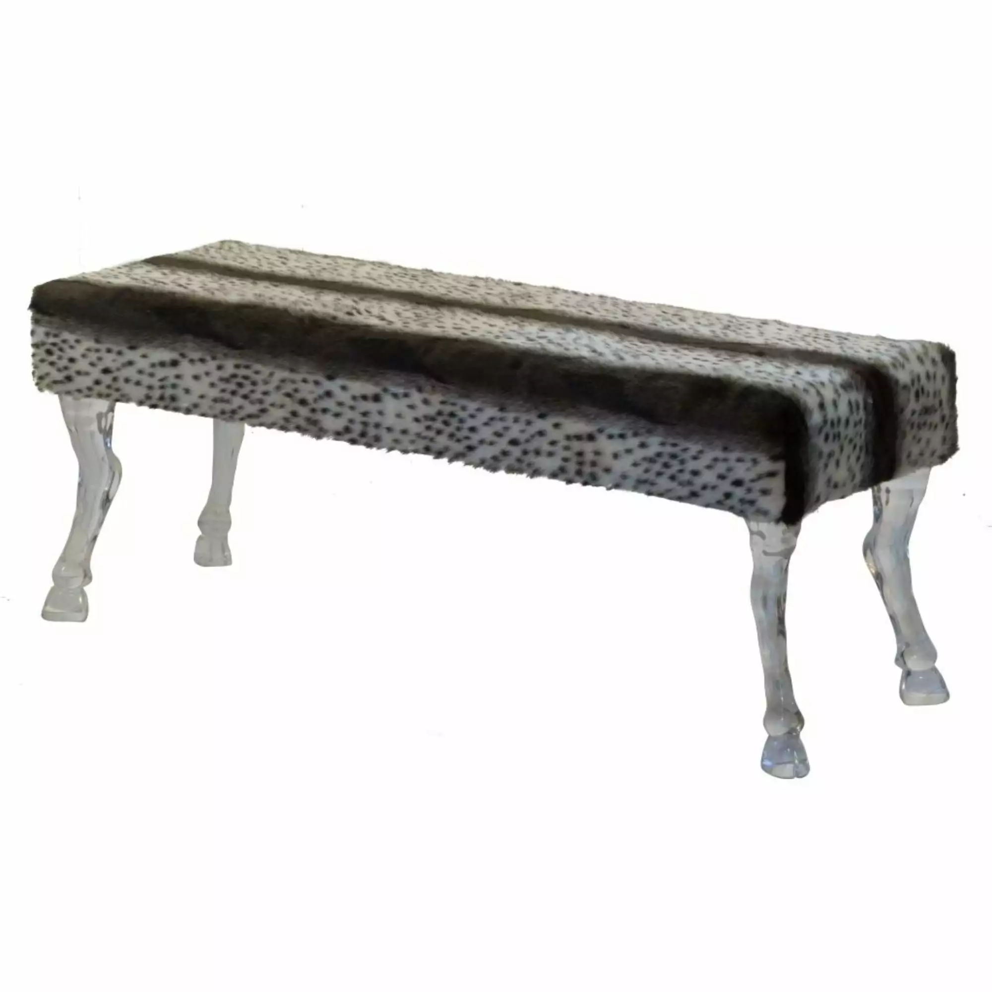 CC Home Furnishings 49 Clear and Brown Modern Chic Mongolian Striped Bench Benches