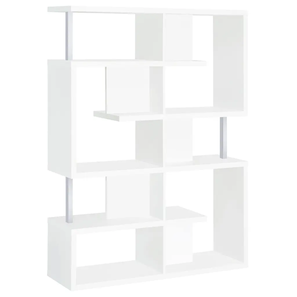 Hoover 5-tier Bookcase White and Chrome Modern Bookshelf Home Office
