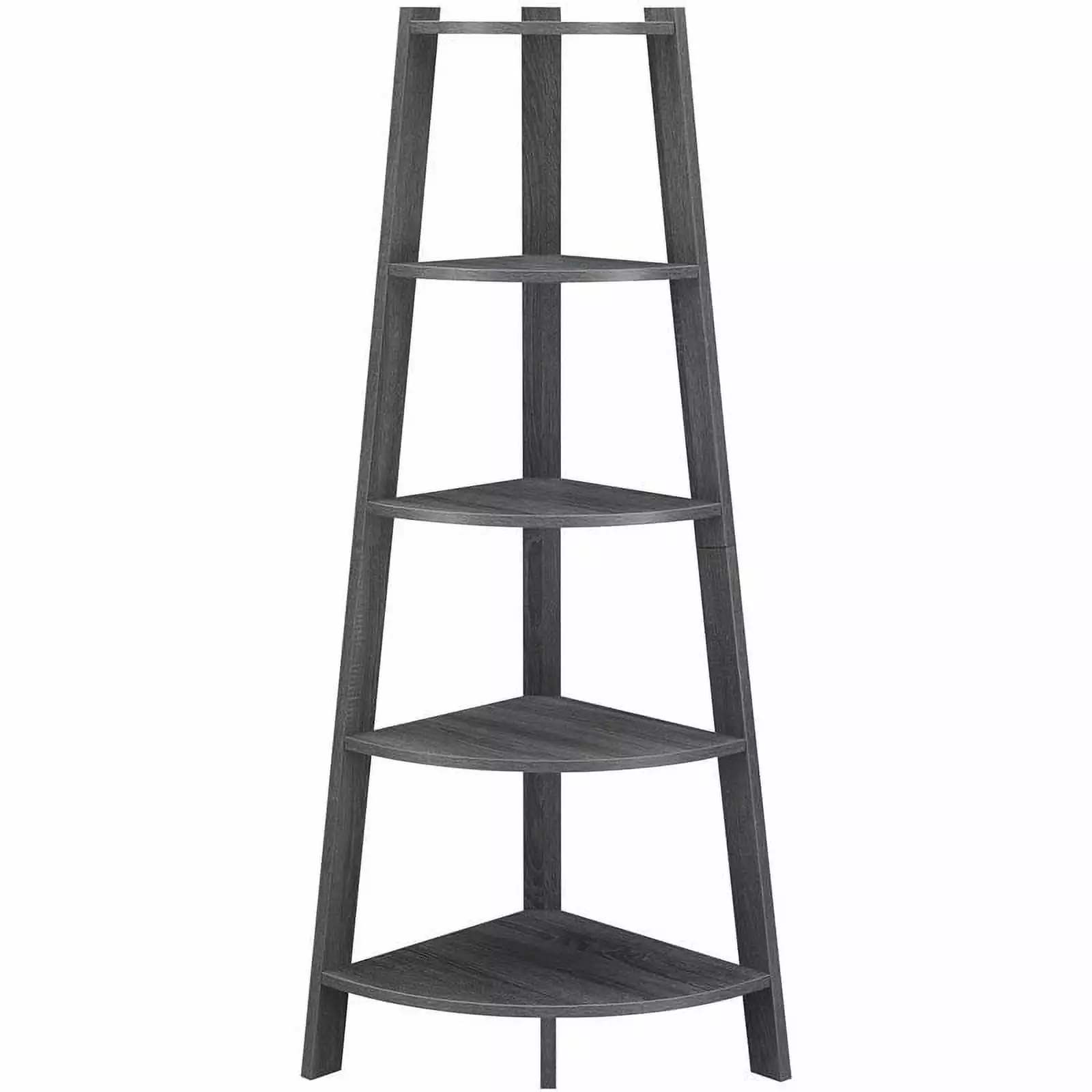 Pemberly Row Modern 5-Tier Wide Corner Bookcase Gray Wood Home and Office