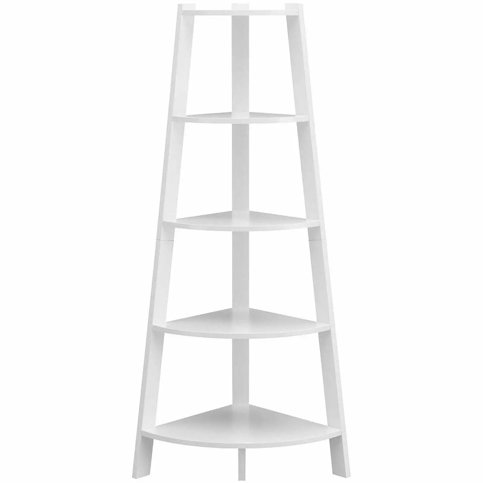 Pemberly Row Modern 5-Tier Wide Corner Bookcase White Wood Home and Office