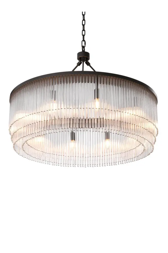 Bronze Glass Layered Chandelier Eichholtz Hector Modern Ceiling Light Fixture
