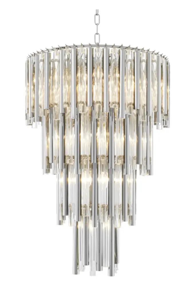 Eichholtz Gigi Large Glass Layered Chandelier Dining Room