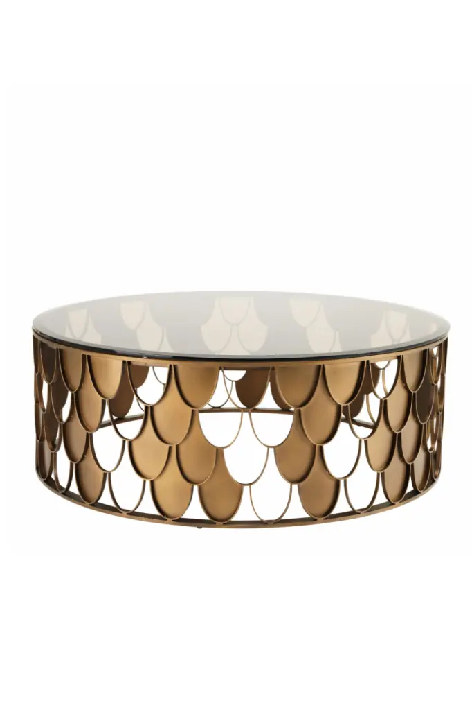 Eichholtz L'indiscret Copper Scalloped Coffee Table Unique Design