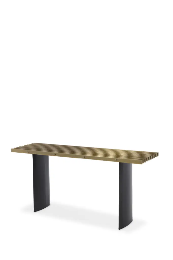 Brushed Brass Finish Console Table Eichholtz Vauclair Elegant Entryway Table