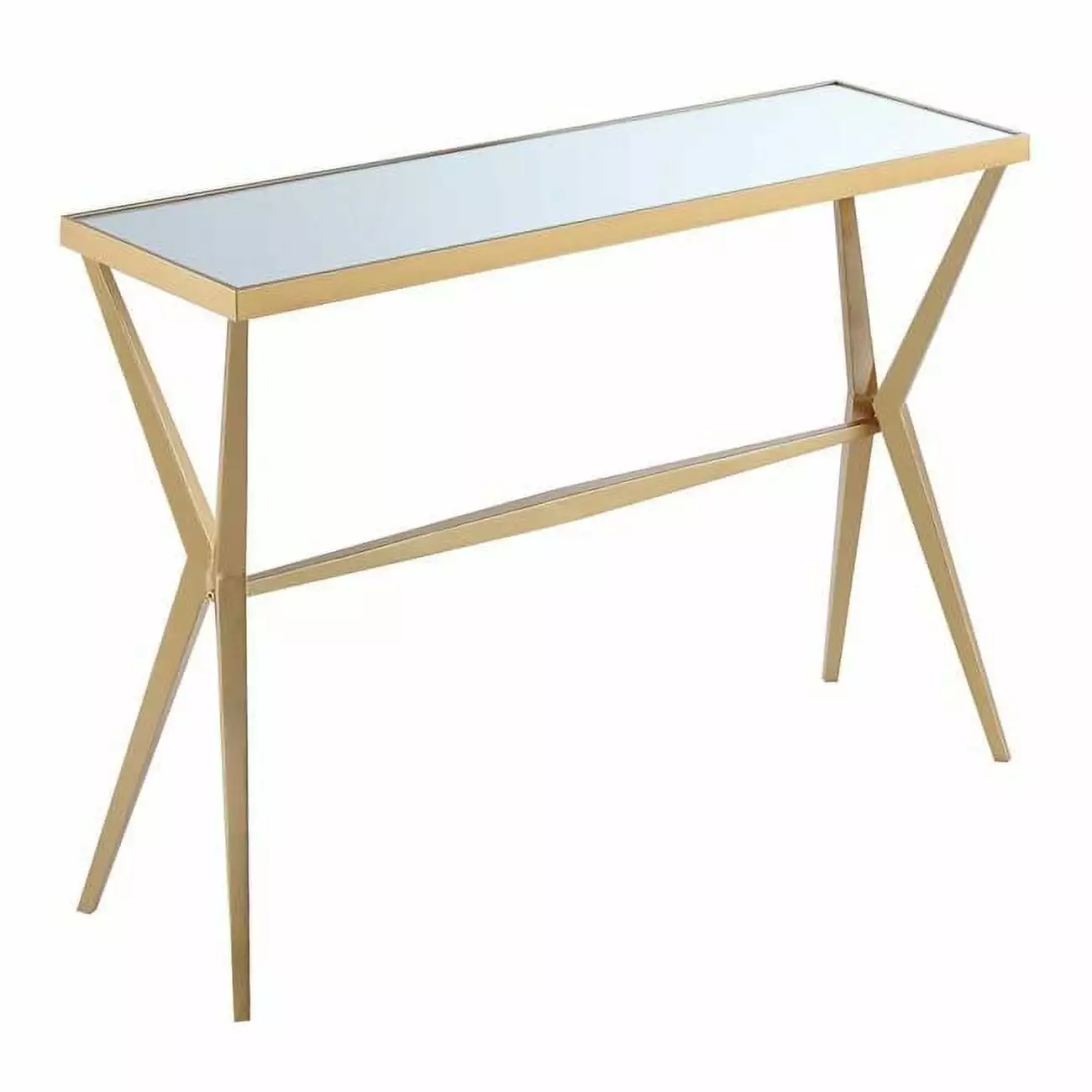 Saturn Mirror Console Table Gold Frame Modern Entryway Accent Console Convenience Concepts